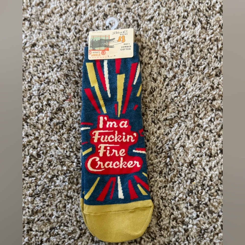 Blue Q Firecracker Socks - Blue, Red, Yellow